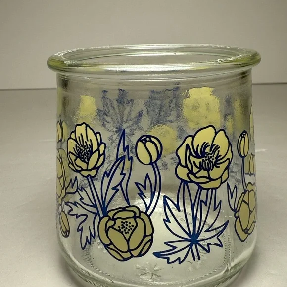 Vintage Oui Yogurt Single Serving Glass Jars Various Patterns Cups - Set Of 5 - Picture 4 of 6